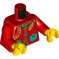 Lego Torso Tang Jacket, Gold Knots, Dark Turquoise Pockets, Gold Snake Print, Red Arms, Yellow Hands / Red
