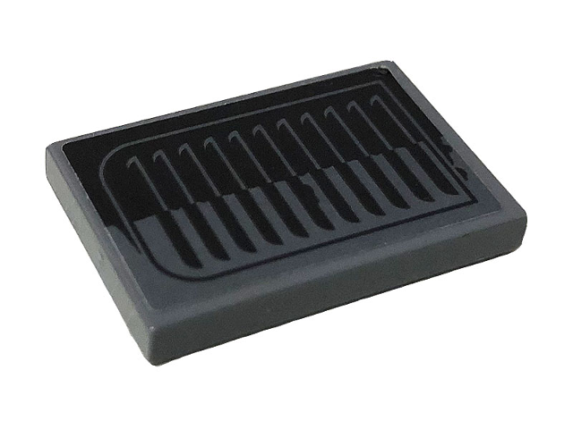 Lego Tile 2 x 3 with Black and Dark Bluish Gray Vents Pattern (Sticker) - Set 70915