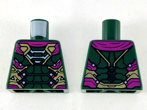 Lego Torso Armor with Gold, Silver and Magenta Trim Pattern / Dark Green