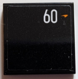 Lego Tile 2 x 2 with White '60' and Orange McLaren Logo Pattern Model Left Side (Sticker) - Set 76919