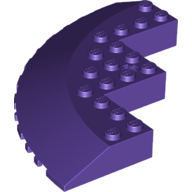 Lego Brick Round Corner 10 x 10 with Slope 33° Edge, Axle Hole, Facet Cutout / Dark Purple