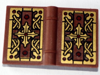 Lego Minifigure, Utensil Book 2 x 3 with Gold Cross Pattern (Stickers) - Set 79010 / Reddish Brown
