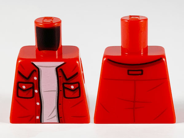 Lego Torso Shirt with Collar and Pockets, White T-Shirt Pattern / Red