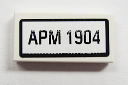 Lego Tile 1 x 2 with 'APM 1904' Pattern (Sticker) - Set 10219 / White