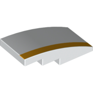 Lego Brick Curved 4 x 2 No Studs with Yellow Stripe Print / White