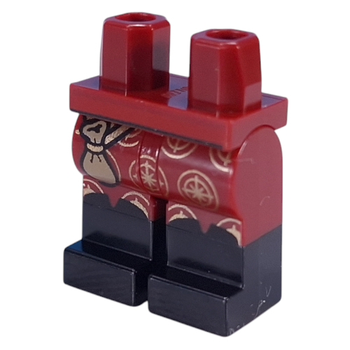 Lego Hips with Dark Red Legs and Black Boots Pattern with Gold Decorations, Pouch print