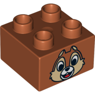 Lego Duplo Brick 2 x 2 with Chipmunk Head with One Tooth Print (Chip)