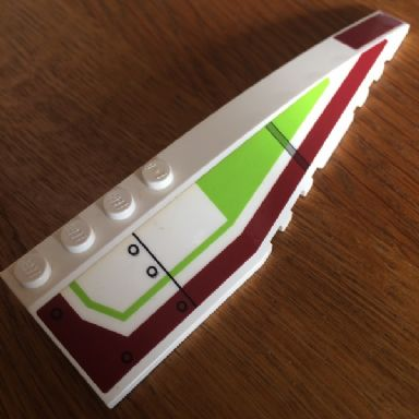 Lego Wedge 12 x 3 Right with Dark Red and Lime Pattern (Stickers) - Set 7679