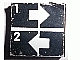 Lego Tile 2 x 2 with White Number 1, Number 2, Crossed Lines, and Arrows Right, Left Pattern (Sticker) - Set 8094