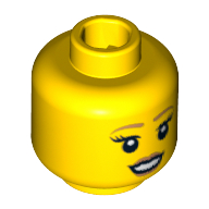 Lego Minifig Head Mermaid, Brown Eyebrows, Eyelashes, Brown Lips, Open Smile Print [Blocked Open Stud] / Yellow