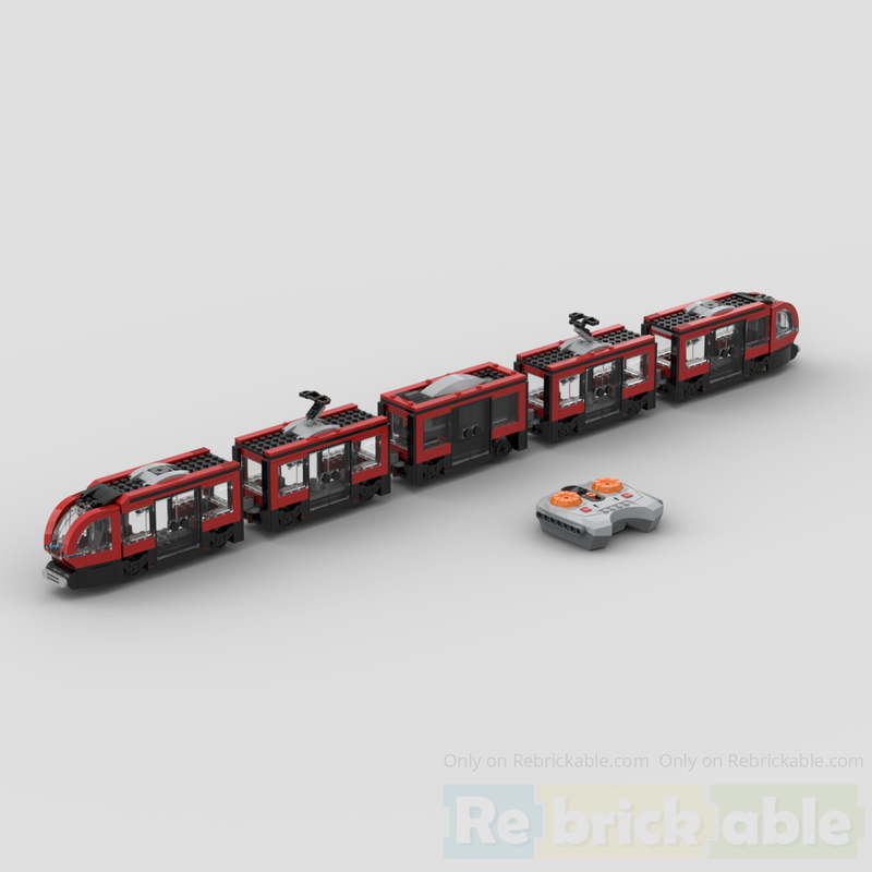 Lego 60423 Downtown tram expanded and motorized with Power Function