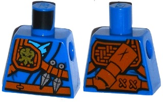 Lego Torso Ninjago Robe with Belt, Knife, Scabbard and Lightning Power Emblem Pattern / Blue