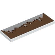 Lego Tile 2 x 6 with White Cream on Medium Nougat Background Print