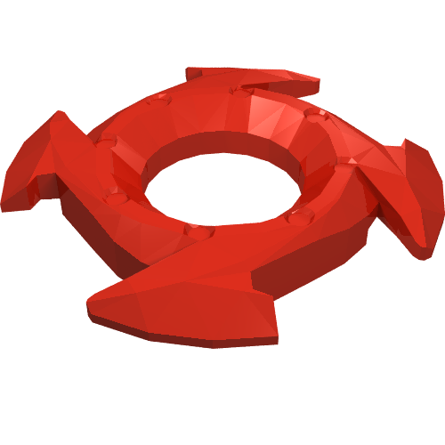 Lego Ring 4 x 4 with 2 x 2 Opening and 4 Arrow Ends (Ninjago Spinner Crown) / Red