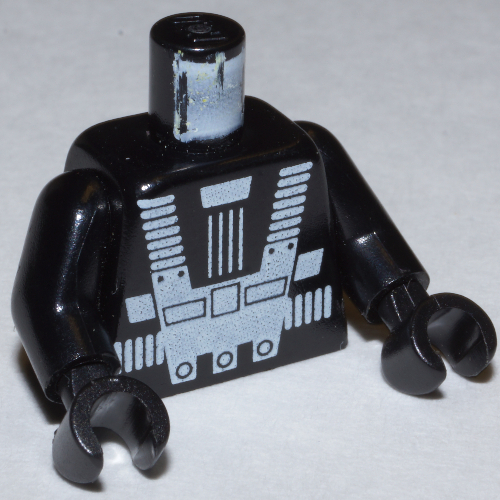 Lego Torso Space Suit, Blacktron I Print, Black Arms and Hands / Black
