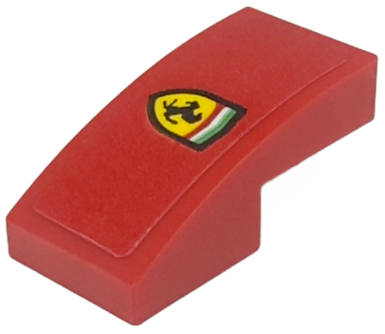 Lego Slope, Curved 2 x 1 x 2/3 with Ferrari Logo Pattern Model Left Side (Sticker) - Set 76914