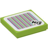 Lego Tile 2 x 2 with Iggy Head and Barcode Print (Sticker) / Lime