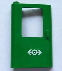 Lego Door 1 x 4 x 5 Train Left, Thin Support at Bottom with White Train Logo Pattern (Sticker) - Set 4552
