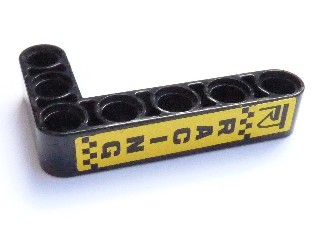 Lego Technic, Liftarm, Modified Bent Thick L-Shape 3 x 5 with 'RACING' Pattern (Sticker) - Sets 8041 / 42041 / Black