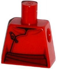 Lego Torso Samurai Robe Female with Black Clasp and Dark Red Sash Pattern / Red