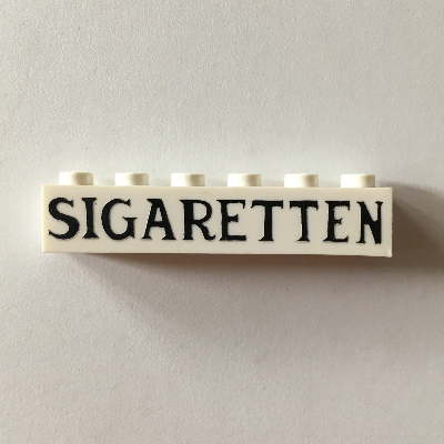 Lego Brick 1 x 6 with 'SIGARETTEN' Print / White