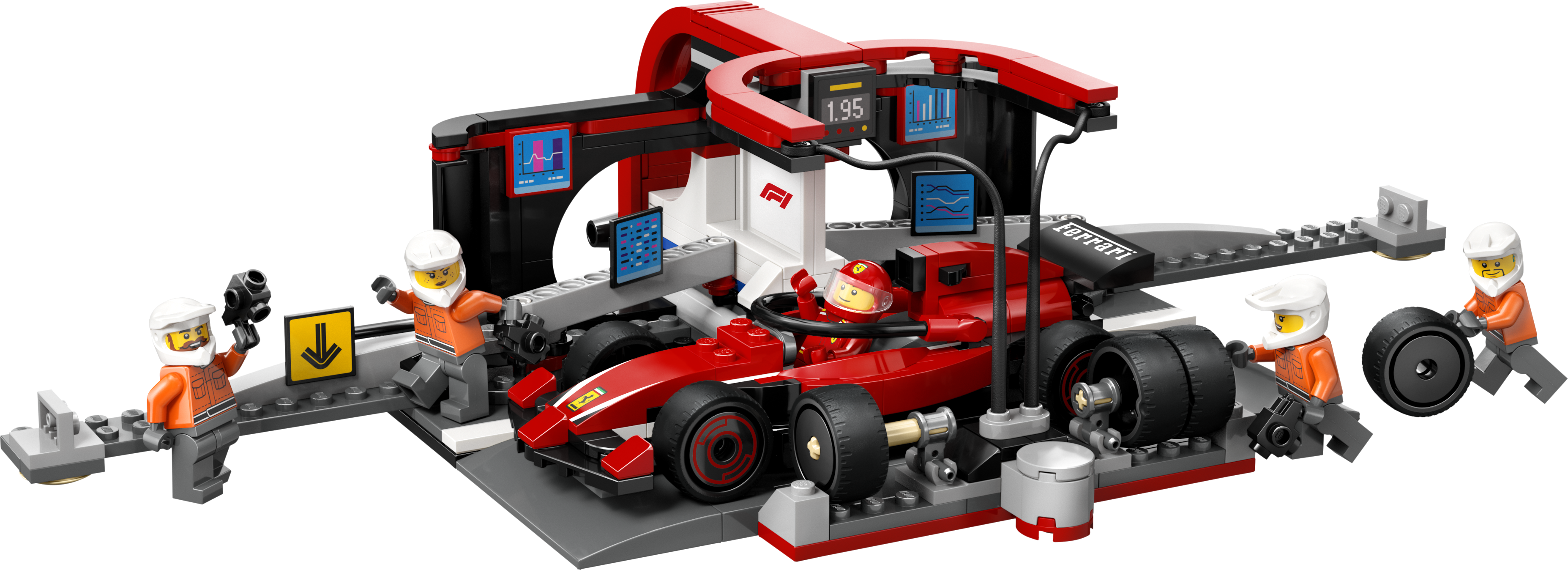Lego F1 Pit Stop & Pit Crew with Ferrari Car