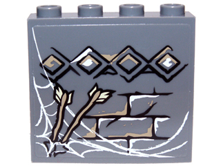 Lego Panel 1 x 4 x 3 with Side Supports - Hollow Studs with Diamond Bricks, Cobweb and Arrows Pattern (Sticker) - Set 9473