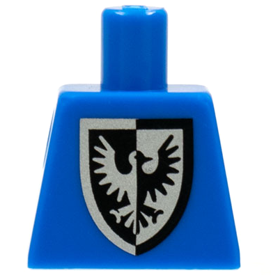 Lego Torso Castle Black Falcon with Shield Bottom Round Pattern (Reissue with Inside Ribs) / Blue