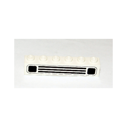 Lego Brick 1 x 6 with Black Car Grill Print [Embossed]