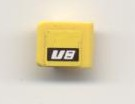 Lego Slope 30 1 x 1 x 2/3 with White 'V8' on Black Stripe Pattern Model Right Side (Sticker) - Set 8681
