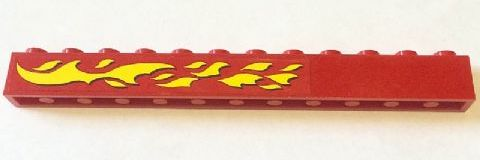 Lego Brick 1 x 12 with Yellow Flames Left Pattern (Sticker) - Set 6580