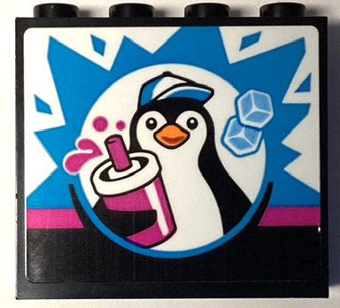 Lego Panel 1 x 4 x 3 with Side Supports - Hollow Studs with Dark Azure Starburst Explosion, Penguin, Ice Cubes and Magenta Slushy Cup with Lid and Straw Pattern (Sticker) - Set 60384