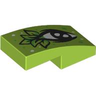 Lego Brick Curved 2 x 1 No Studs with White Eye, Leaves for Eyelashes Print / Lime