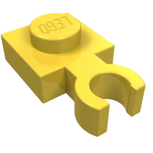 Lego Plate Special 1 x 1 with Clip Vertical [Thin Open O Clip] / Yellow