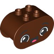 Lego Duplo Brick 2 x 4 x 2 Rounded Ends with Very Happy Face, Open Mouth Smile Print