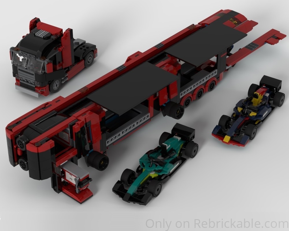 Lego 60445 MOC (Aston Martin & Red Bull with F1 Truck & Trailer)