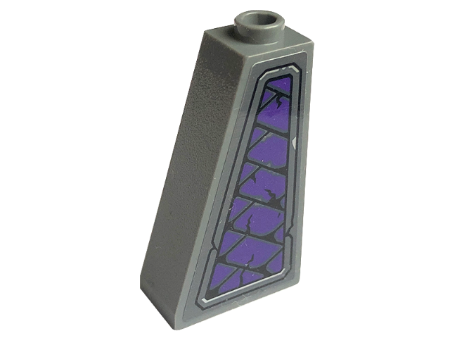 Lego Slope 75 2 x 1 x 3 - Hollow Stud with Dark Purple Plates Pattern Model Right Side (Sticker) - Set 71771