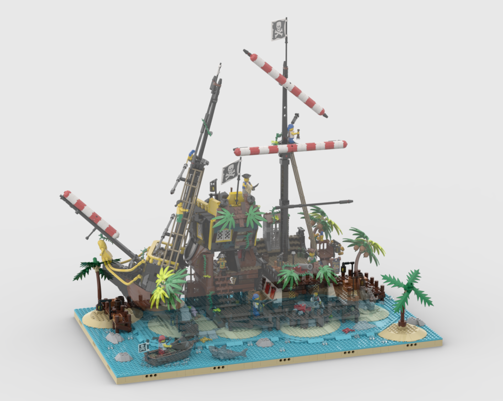 Lego Pirates Diorama - Display for set 21322 - Pirates of Barracuda Bay
