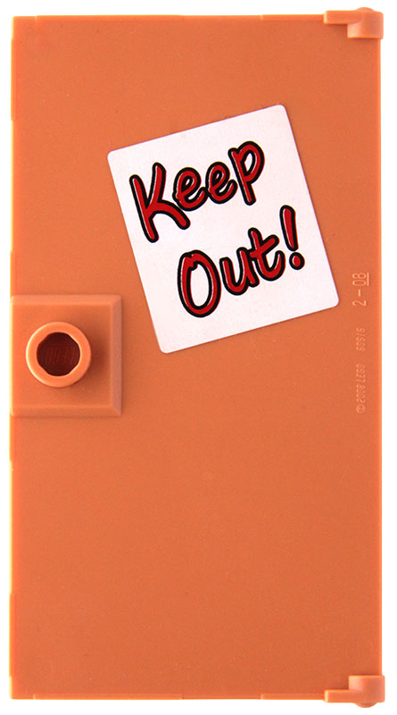 Lego Door 1 x 4 x 6 with Stud Handle with 'Keep Out!' Sign Pattern (Sticker) - Set 71006