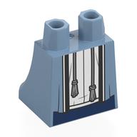Lego Hips and Legs Under Dress/Robe with White Underdress, Laces, Dark Blue Bottom Print / Sand Blue
