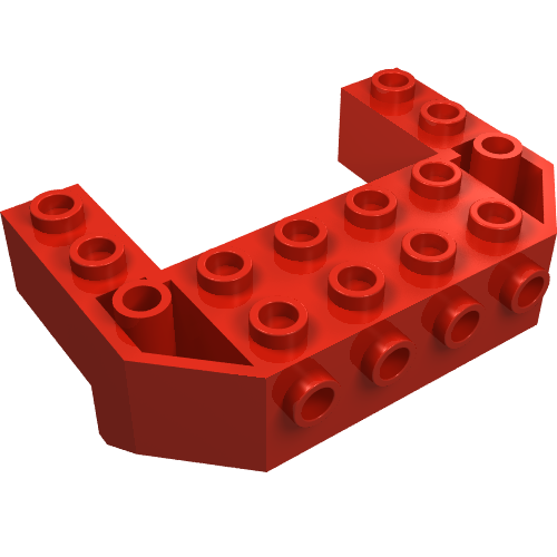 Lego Brick Special, Train Front Sloping Base Wedged with 4 Studs on Front and 2 x 4 Cutout / Red