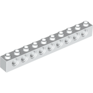 Lego Technic Brick 1 x 10 [9 Pin Holes] / White