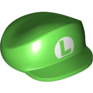 Lego Nintendo Figure, Hat, Large, with Luigi Logo Print / Bright Green