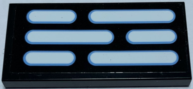 Lego Tile 2 x 4 with 3 Rows of White Bars (Shuttle Lights) Pattern (Sticker) - Set 75156 / Black