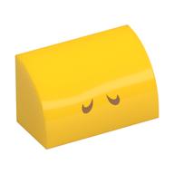 Lego Brick Curved 1 x 2 x 1 No Studs with Medium Nougat Lines (Nostrils) Print / Yellow