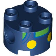 Lego Brick Round 2 x 2, Pin Holes with Baby Luigi Torso, Green Shirt, Yellow Buttons print / Dark Blue