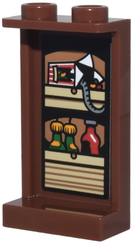 Lego Panel 1 x 2 x 3 with Side Supports - Hollow Studs with Tan Kitchen Cupboard, Striped Every Flavor Beans Box, and Green and Red Bottles Pattern (Sticker) - Set 76437