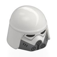 Lego Helmet, Imperial Remnant Snowtrooper, Black Eyes, Dark Bluish Gray Mouthpiece Print / White