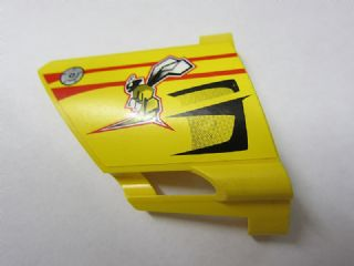 Lego Technic, Panel Fairing #23 Large Short, Small Hole, Side B with Bee and Red and Black Lines Pattern (Sticker) - Set 8166