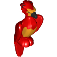 Lego Animal, Bird, Phoenix with Bright Light Orange Chest and Face, Black Beak Print (Fawkes) / Red